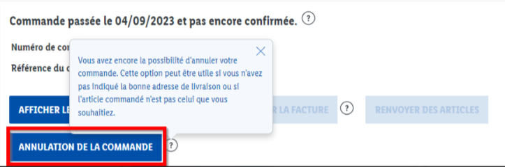 Bouton d’annulation de la commande