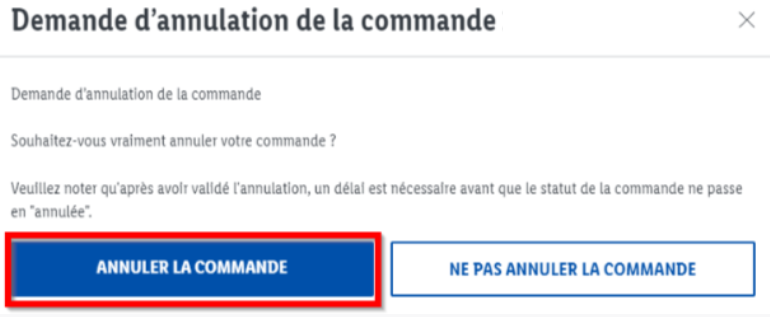 Confirmation de l’annulation